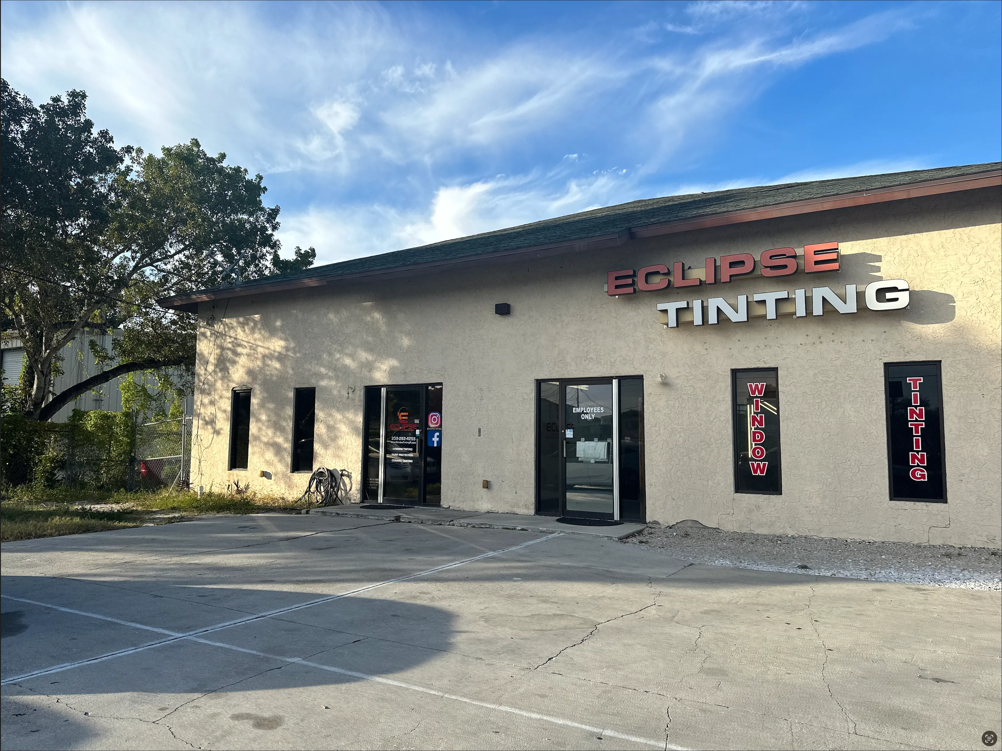 Eclipse Tinting shop on Enterprise Avenue, Naples — exterior with signage